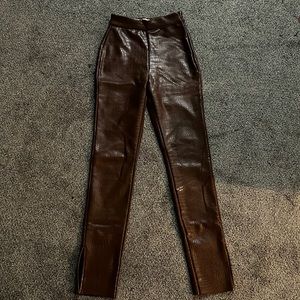Faux Leather Brown Croc Pants